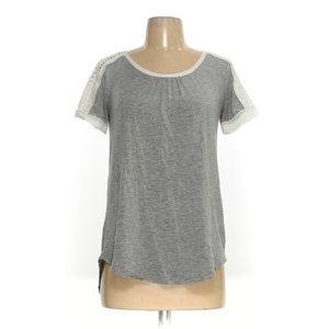 Anthro Meadow Rue gray top with crochet details
